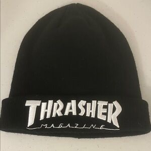 NWOT Thrasher Black Beanie with White Logo - Adult